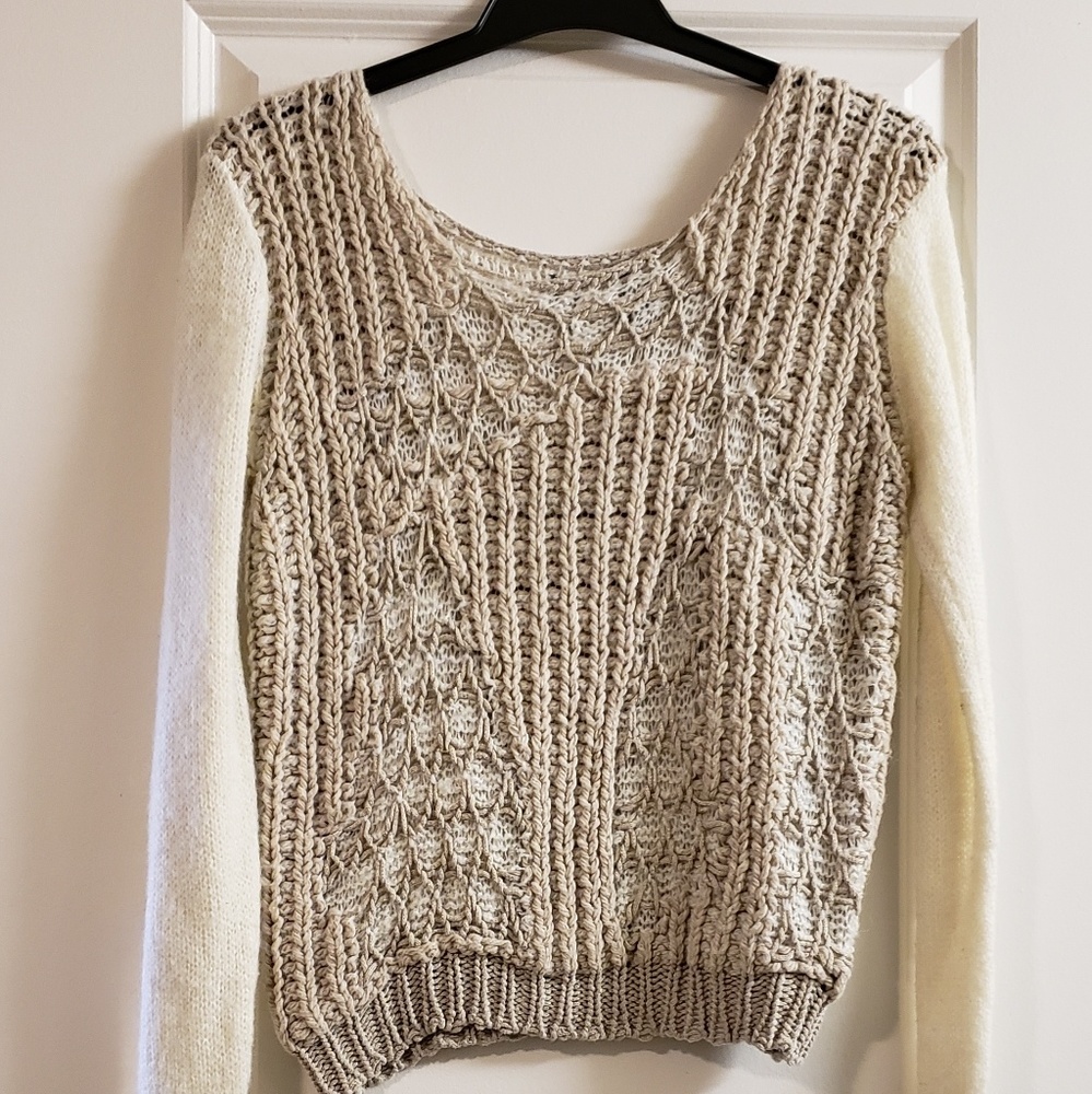 Like-new BKE Boutique Sweater in Off-white and Tan - Picture 2 of 5